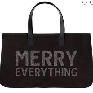 Santa Barbara Design Studio MERRY EVERYTHING Black Canvas Tote Bag NWT